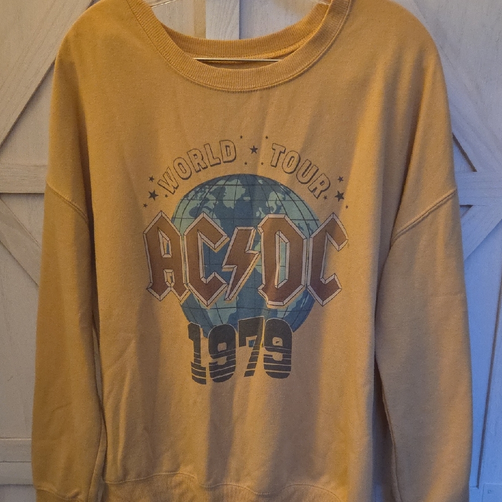 AC/DC Graphic Tee in Mustard and Blue